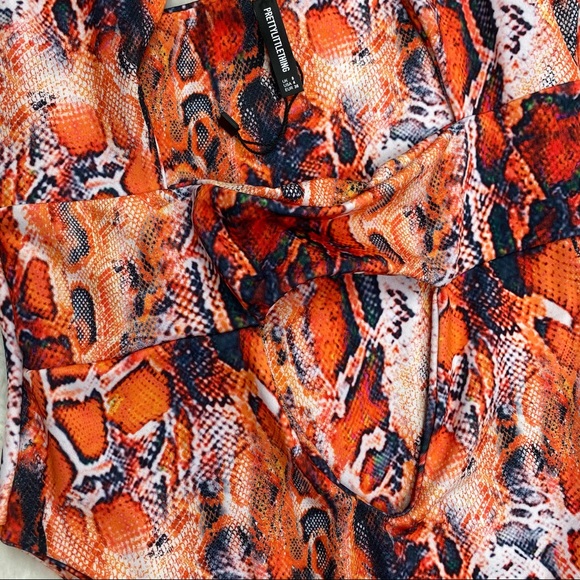 NWOT Pretty Little Thing Snakeskin Print Swimsuit - Picture 3 of 8